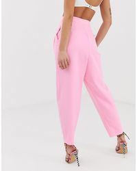 ASOS Synthetic Extreme Tapered 80s Trousers in Pink - Lyst