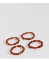 Asos Denim Pack Of 4 Tortoise Skinny Jelly Coil Hair Ties In Brown