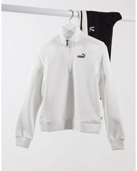 Sudadera blanca con media cremallera essential PUMA de color Blanco | Lyst