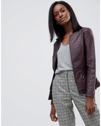 oasis leather collarless jacket