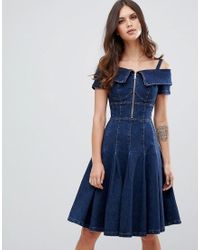Vestito di jeans svasatoMiss Sixty in Denim di colore Blu | Lyst