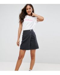 black denim wrap skirt