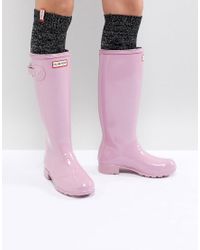 Botas de agua altas en rosa brillante Original HUNTER de color Rosa - Lyst