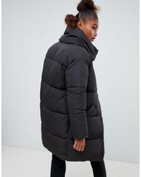 monki longline grid puffer jacket