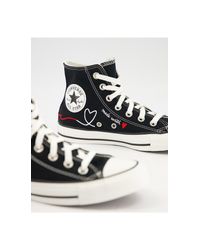 Zapatillas negras altas con estampado Converse de Caucho de color Negro |  Lyst