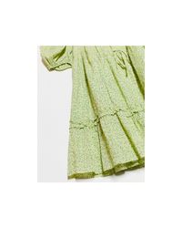 & other stories ditsy floral print mini swing dress in green Clearance