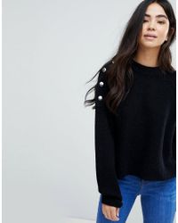 button shoulder sweater women's