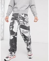 Jaded - Jeans bianchi e neri con scritta \