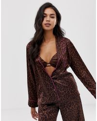 Savage X Fenty Animal Print Satin Pyjama Top In Toffee Leopard In Brown Lyst