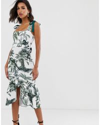 asos design floral tie strap prom midi dress