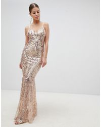 black and gold sequin embellished fishtail maxi dress