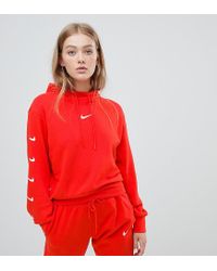Nike Cotton Exclusive To Asos Red Swoosh Pack Cropped Hoodie - Lyst