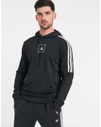 Sudadera negra con capucha y tira adidas de hombre de color Negro | Lyst