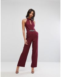 red embellished jumpsuit