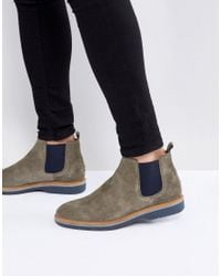 Tommy Hilfiger Jacob Suede Chelsea Boots In Green for Men - Lyst