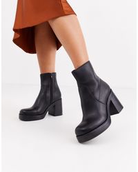 TOPSHOP Laarzen Met Hak En Plateauzool in het Zwart - Lyst