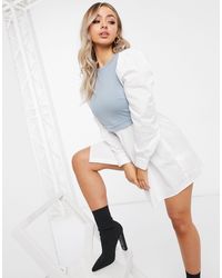 Vestito camicia con corpetto a maglione di Missguided in Blu | Lyst