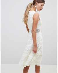 chi chi london crochet lace skater dress in navy