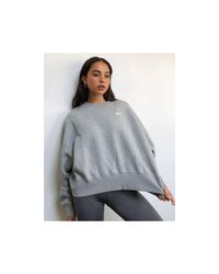 nike mini swoosh oversized boxy grey sweatshirt