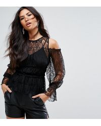 black lace cold shoulder top