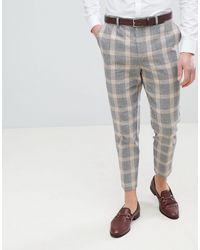 Pantalones grises con diseño a cuadros Bershka de Denim de color Gris para  hombre - Lyst