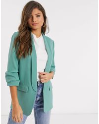 Blazer con manga fruncida en verde Stradivarius de color Verde | Lyst