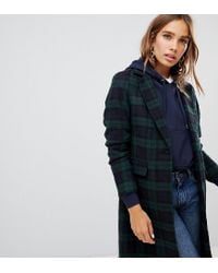 new look check blazer coat in rust