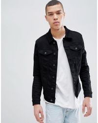 black muscle fit denim jacket