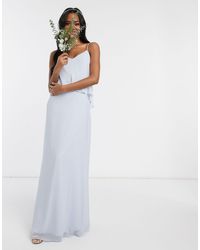 Maids To Measure Bridesmaid Overlay Slip Maxi Chiffon Dress-blue