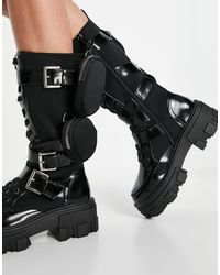 Botas por la rodilla negras con cordones y bolsillos cara ASOS de color  Negro | Lyst