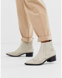 Botas color crema estilo cowboy SELECTED de Cuero de color Neutro | Lyst