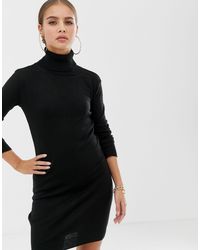 black roll neck jumper dress