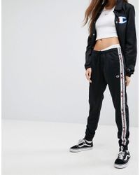Black Champion Tracksuit Bottoms Flash 