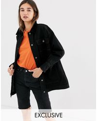 monki black denim jacket