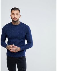 navy cable knit jumper mens