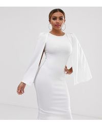 cape sleeve bodycon midi dress