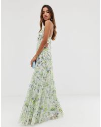 asos design embellished floral strappy back maxi dress