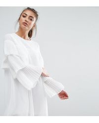 white frill smock dress