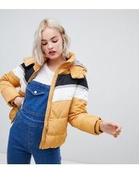 New Look Yellow Padded Jacket In Colourblock