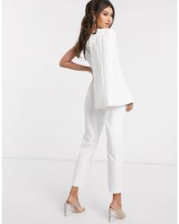 Tuta jumpsuit monospalla con mantella biancaLavish Alice in Materiale  sintetico di colore Bianco | Lyst
