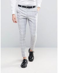 skinny checked trousers men