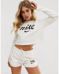 Sudadera corta en color crema Nike de Algodón de color Blanco | Lyst
