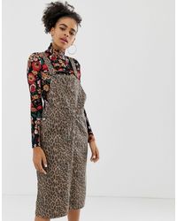 animal print dungaree dress