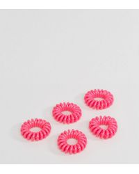 Asos Denim Pack Of 5 Color Pop Jelly Coil Hair Ties In Pink Lyst