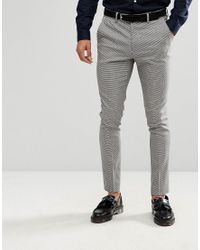 Pantalón de traje ajustado con estampado de pata de gallo en gris New Look  de hombre de color Negro | Lyst