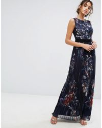 little mistress pleated floral maxi dress