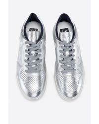 Veja V10 Silver Leather Trainers in Metallic - Lyst
