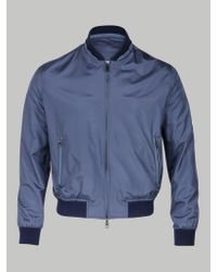 Brioni Blue Silk Bomber Jacket for Men - Lyst