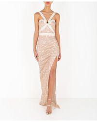 Elisabetta Franchi Abito Red Carpet A Sirena Con Stampa Rose Ab21322e2 in  Brown | Lyst Canada