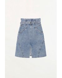 Suncoo Blue Midi Denim Skirt